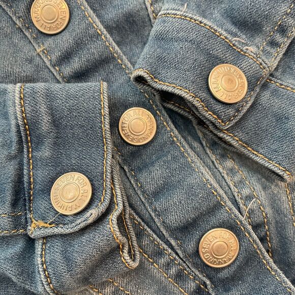 ~ 7 For All Mankind 2T Jean Jacket Kids Hood Layered Snaps Long Sleeve *FLAW - Picture 9 of 14
